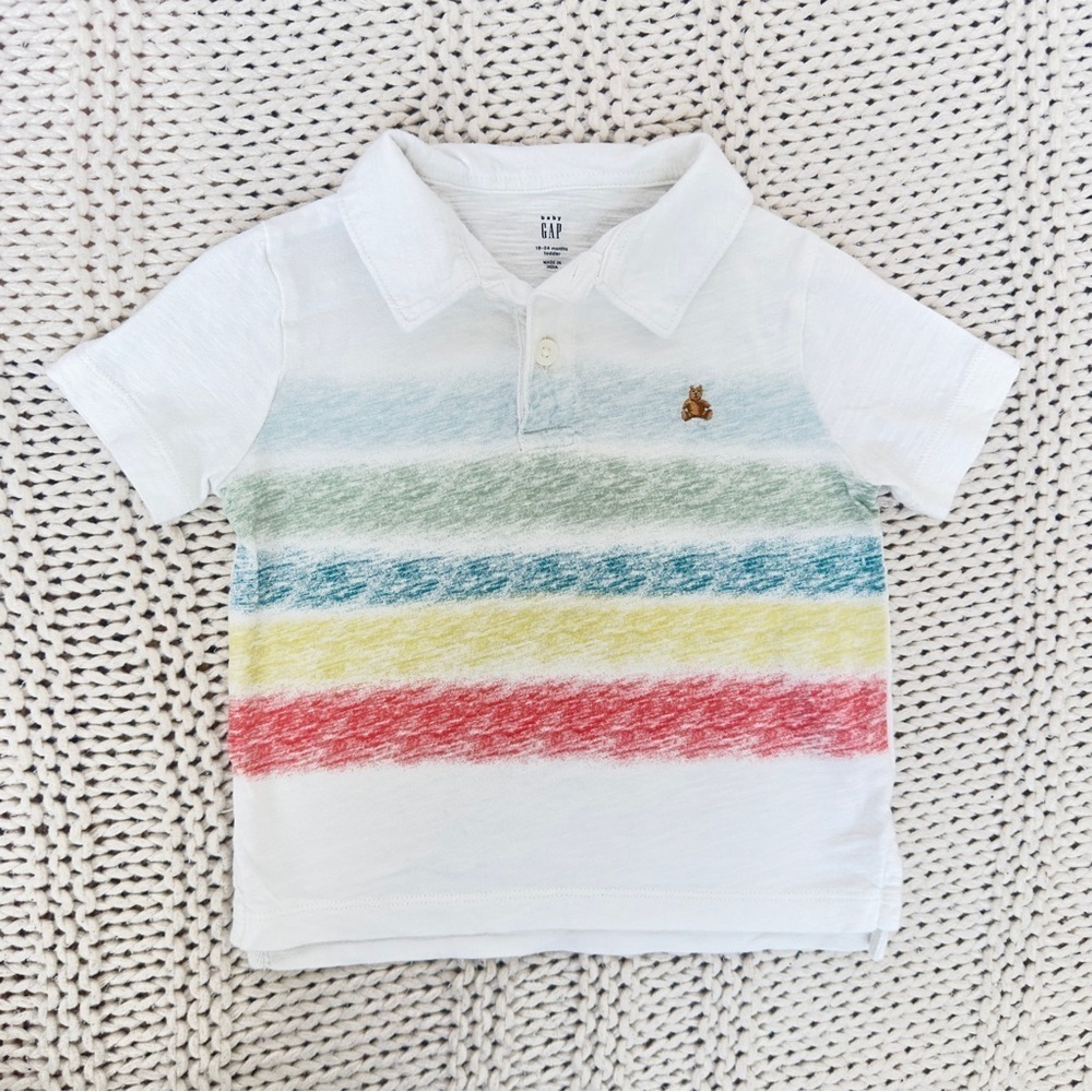 Gap Stripped Polo Shirt with a Classic Fit 18-24 Months